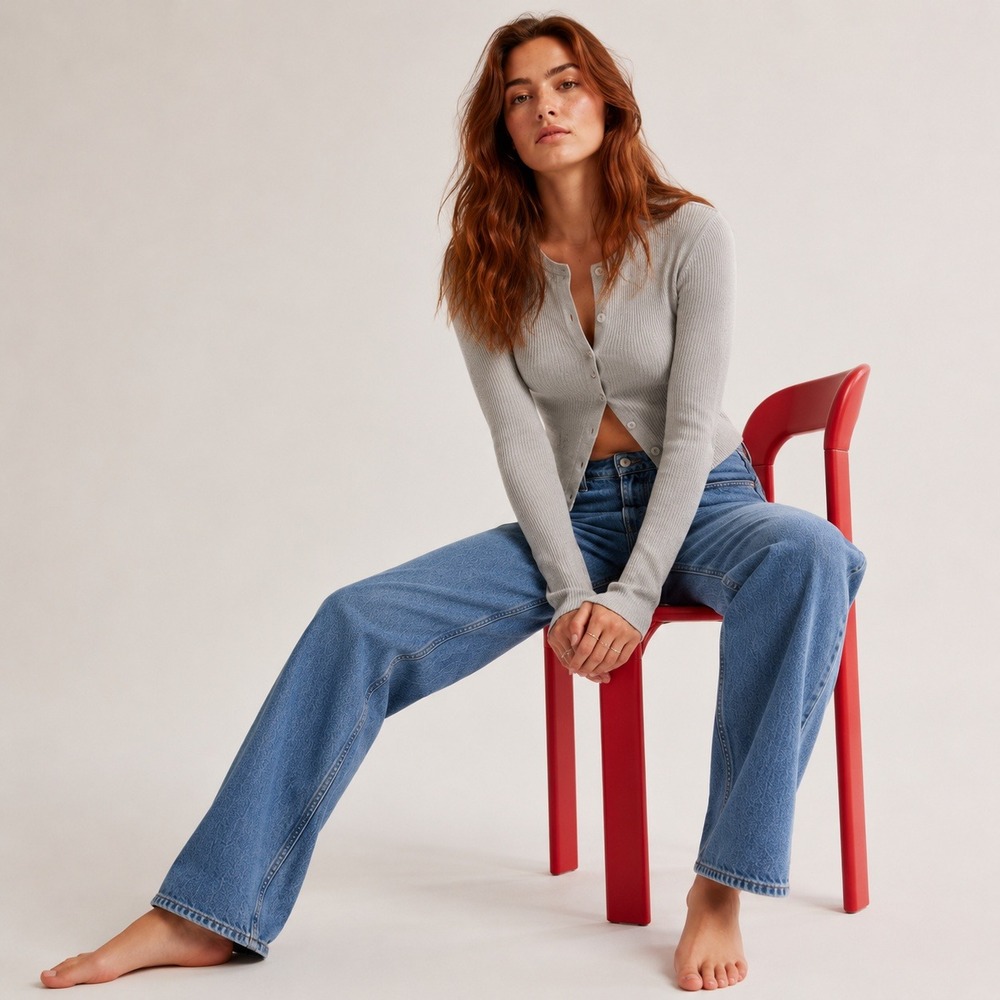 Abercrombie and Fitch Curve Love High Rise 90s Relaxed Light Distress Jean Sz 6